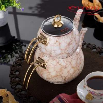 Brown Marble Teapot Set